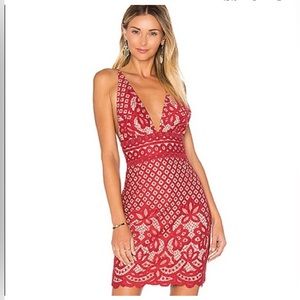 StyleStalker Red Lace Mini Dress